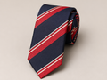 Navy men's tie with red and white diagonal stripes — Mario Barutti Dubai
