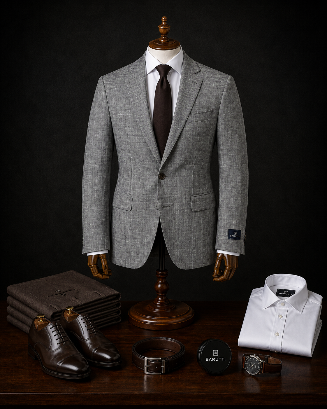 Barutti light grey mélange blazer, tailored fit.