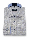 Venti blue dot-print body-fit dress shirt.