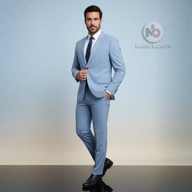 Marco Ricci baby blue three-piece suit side