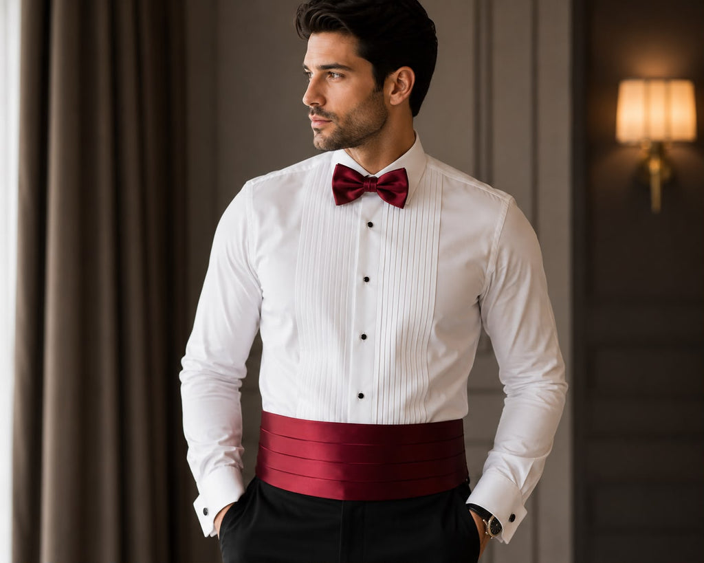 Burgundy Satin Cummerbund Set