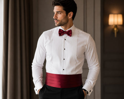 Burgundy Satin Cummerbund Set