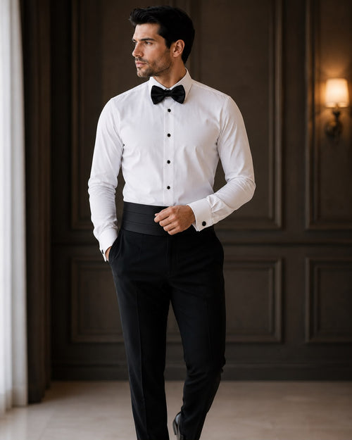 Black Satin Cummerbund Set