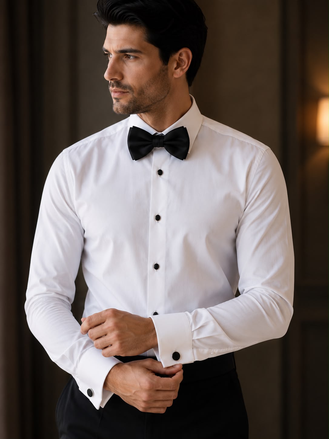 Black satin cummerbund set — Mario Barutti