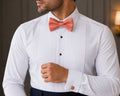 Coral satin bow tie set — Mario Barutti