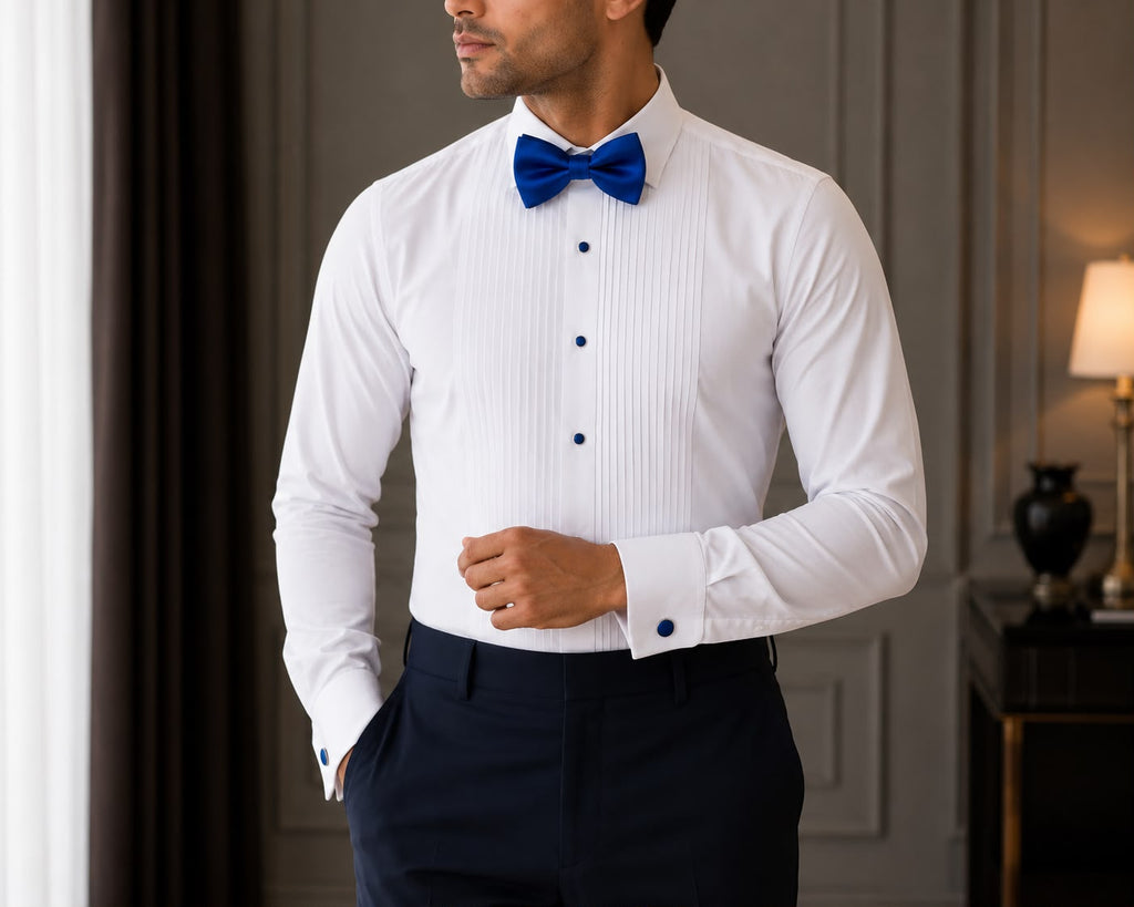 Royal Blue Satin Bow Tie Set