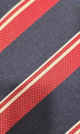 Navy men's tie with red and white diagonal stripes — Mario Barutti Dubai