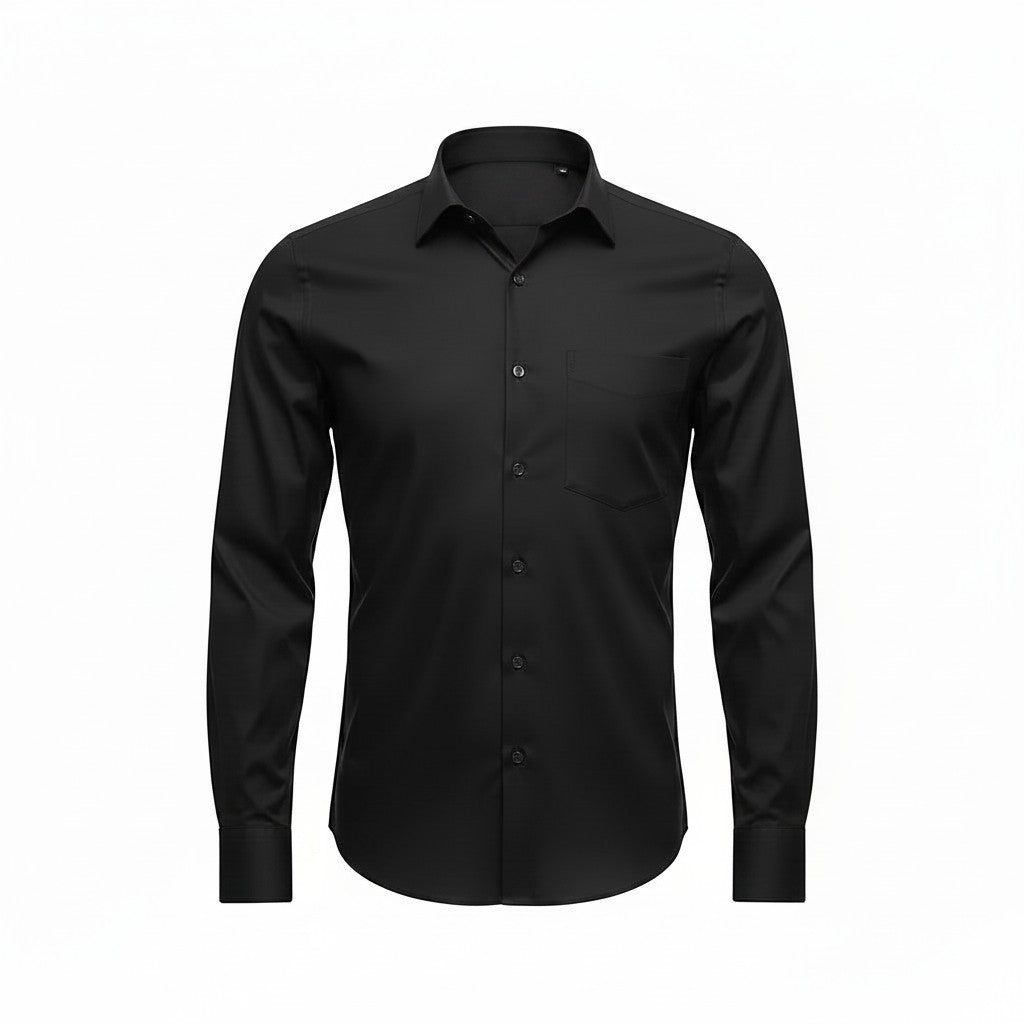 Barutti.ae Casamoda black classic fit dress shirt with a button-down collar and chest pocket in cotton blend fabric.