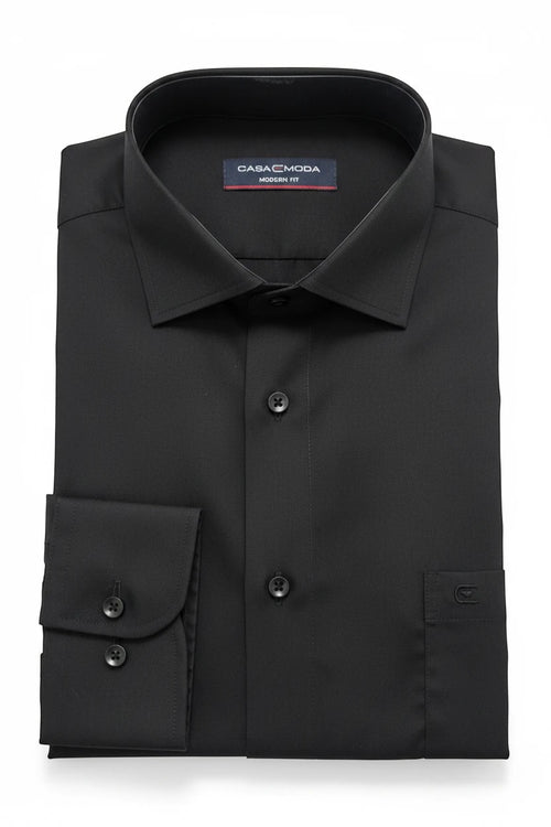 Barutti.ae Casamoda black classic fit dress shirt with a crisp collar, button cuffs, and smooth cotton blend fabric.