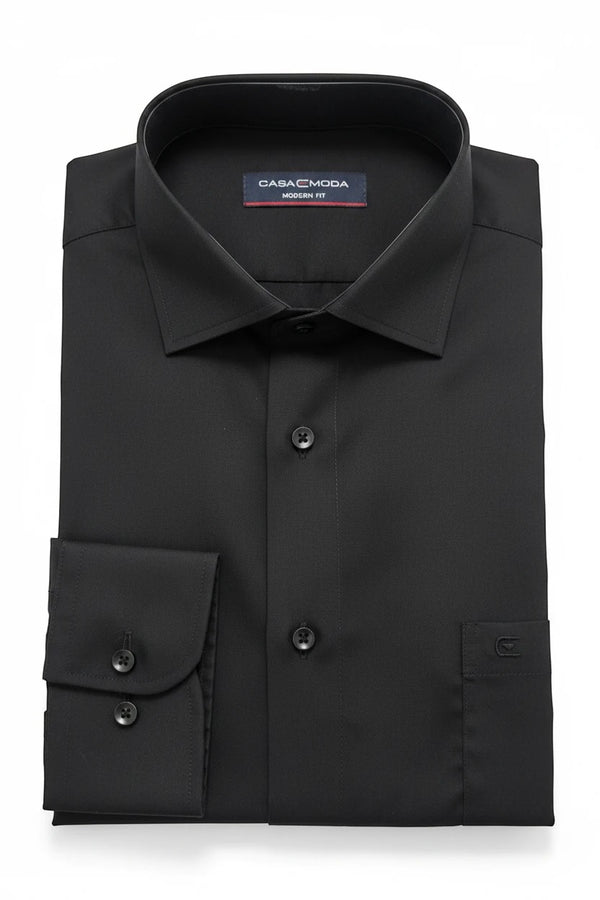 Barutti.ae Casamoda black classic fit dress shirt with a crisp collar, button cuffs, and smooth cotton blend fabric.