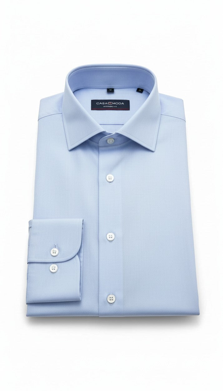 Barutti.ae Casamoda blue classic-fit dress shirt in easy-care cotton blend with a traditional collar and button cuffs