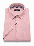Casamoda dusty rose short-sleeve button-down shirt with floral inner collar, Mario Barutti Dubai