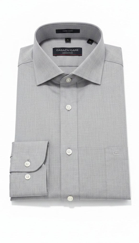 Barutti.ae Casamoda grey classic-fit dress shirt in cotton blend with a spread collar and chest pocket