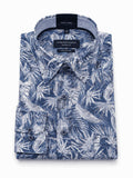 Casamoda blue tropical palm-print linen-blend long-sleeve shirt, Mario Barutti Dubai
