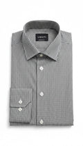 Barutti.ae VENTI modern fit long sleeve dress shirt in black and white micro-check with a classic spread collar.