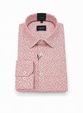 Barutti.ae VENTI red and white micro-floral print long sleeve dress shirt with a modern fit and easy-care finish.