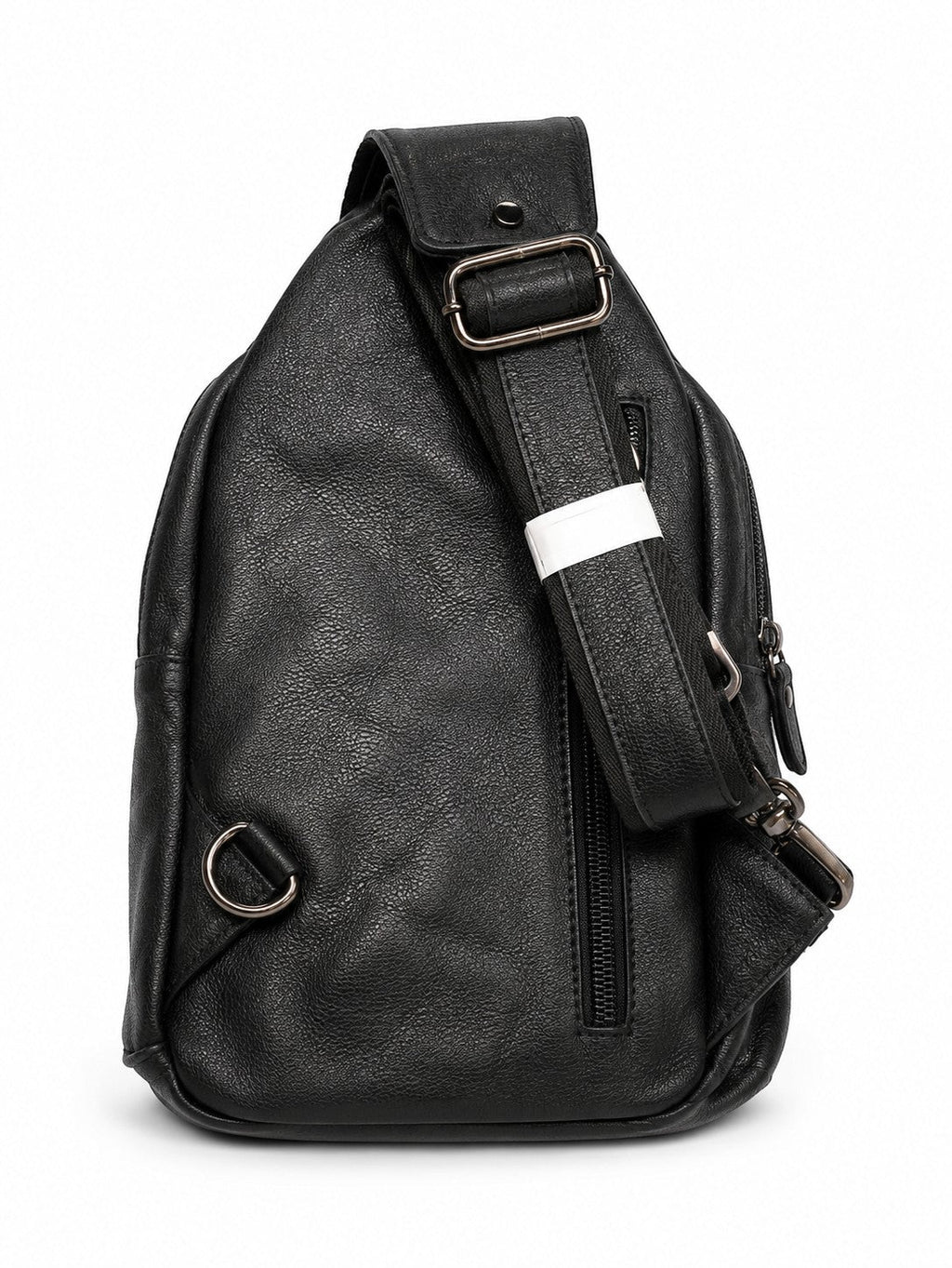 Barutti Amalfi black distressed leather sling backpack with single strap and brass hardware