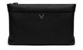 Barutti Trento black pebbled leather zip pouch with a minimalist metal logo accent.