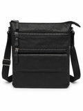 Barutti The Treviso black leather crossbody bag with brass zippers and adjustable strap