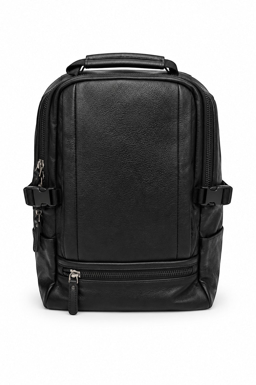 Barutti The Vicenza black leather laptop backpack with structured office design.