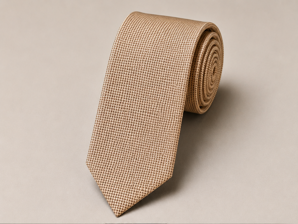 Beige men's tie with fine nailhead texture — Mario Barutti Dubai