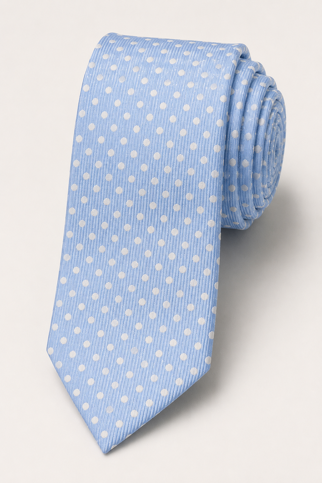 Light blue men's tie with white polka dots — Mario Barutti Dubai