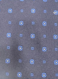 Navy men's tie with light-blue floral foulard motif — Mario Barutti Dubai