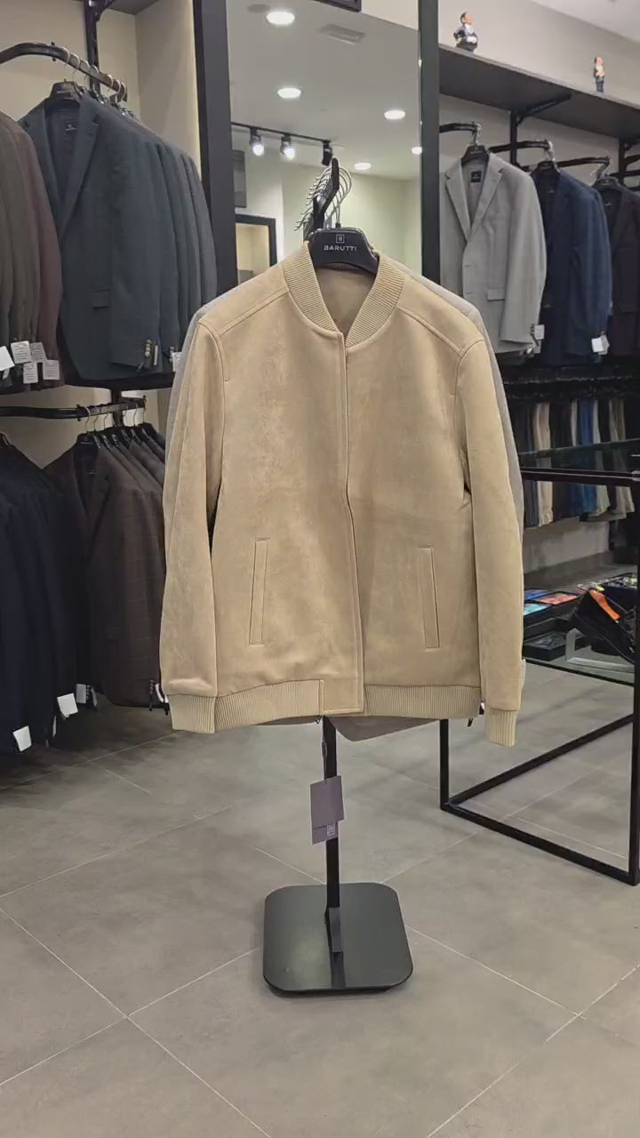 The Como Suede Bomber — Beige