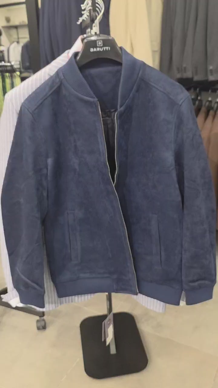 The Como Suede Bomber — Navy