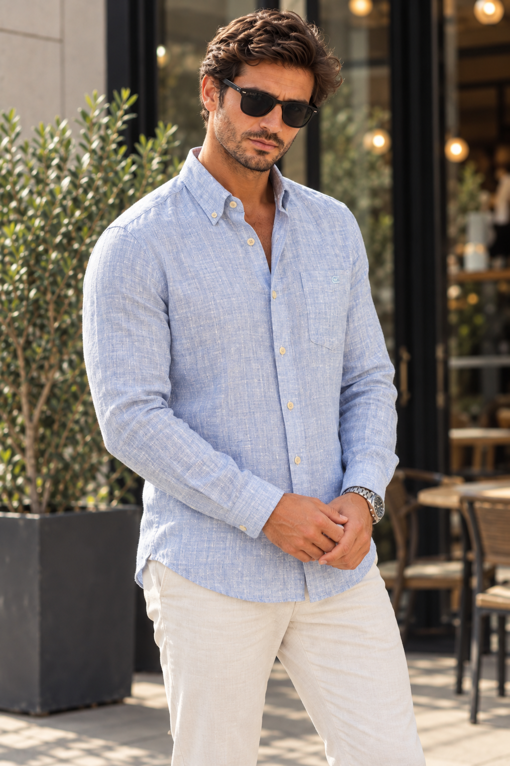 Casamoda Linen Edition Shirt — Light Blue