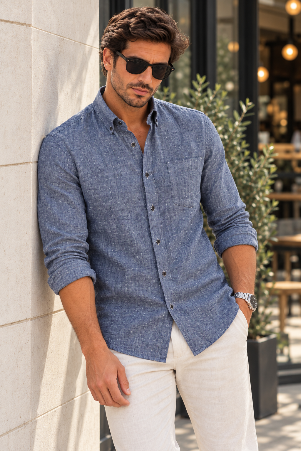 Casamoda Linen Edition Shirt — Denim Blue