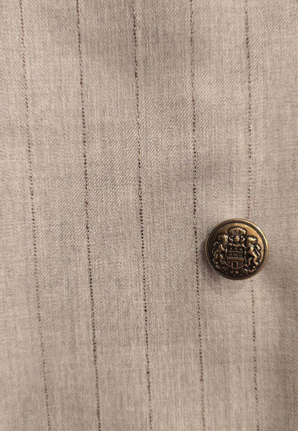 Marco Ricci Beige Pinstripe Double-Breasted Suit