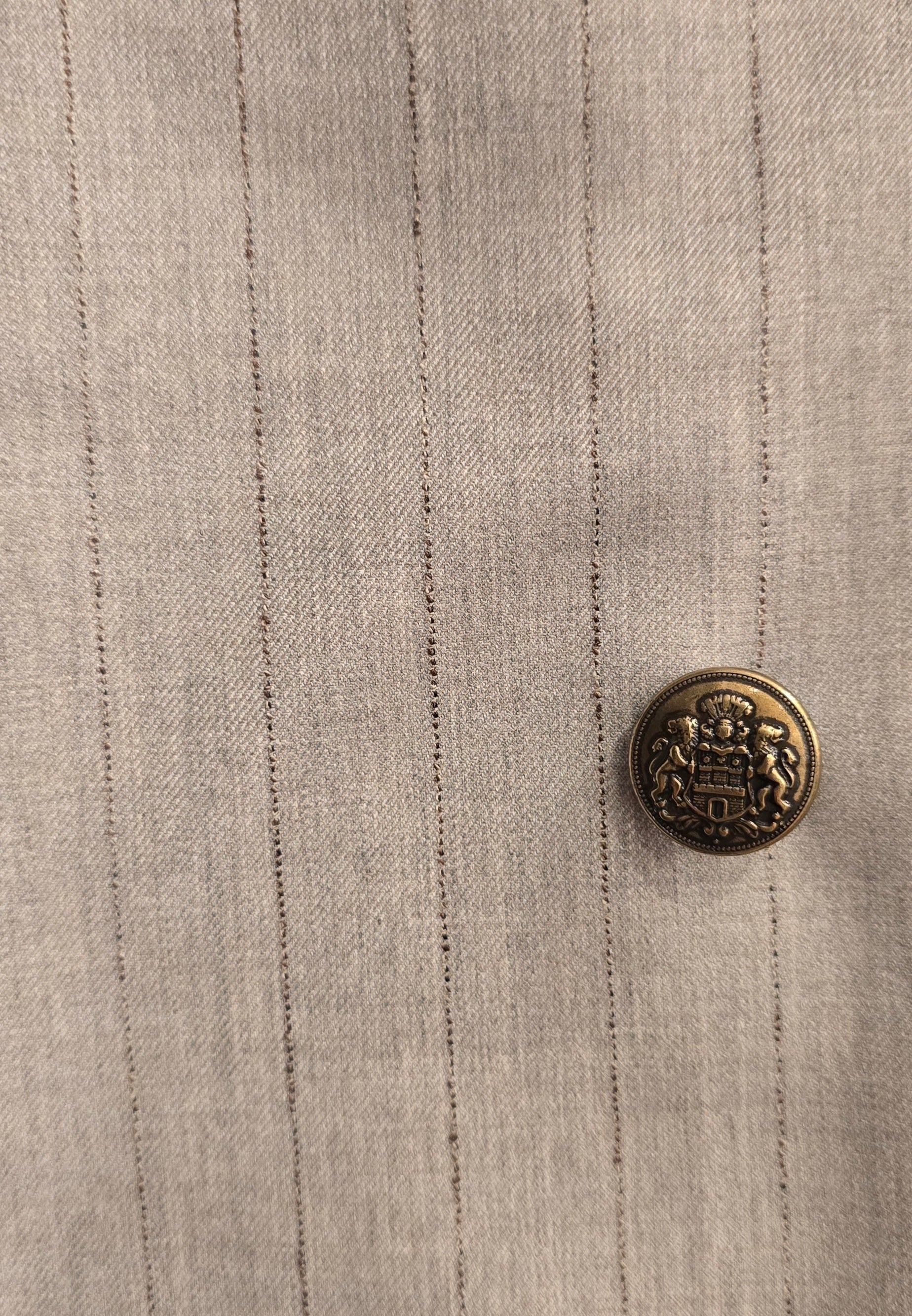 Marco Ricci Beige Pinstripe Double-Breasted Suit