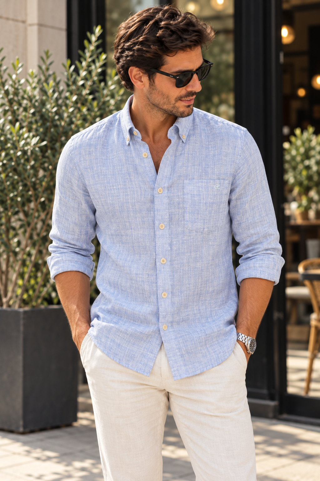 Casamoda Linen Edition Shirt — Light Blue