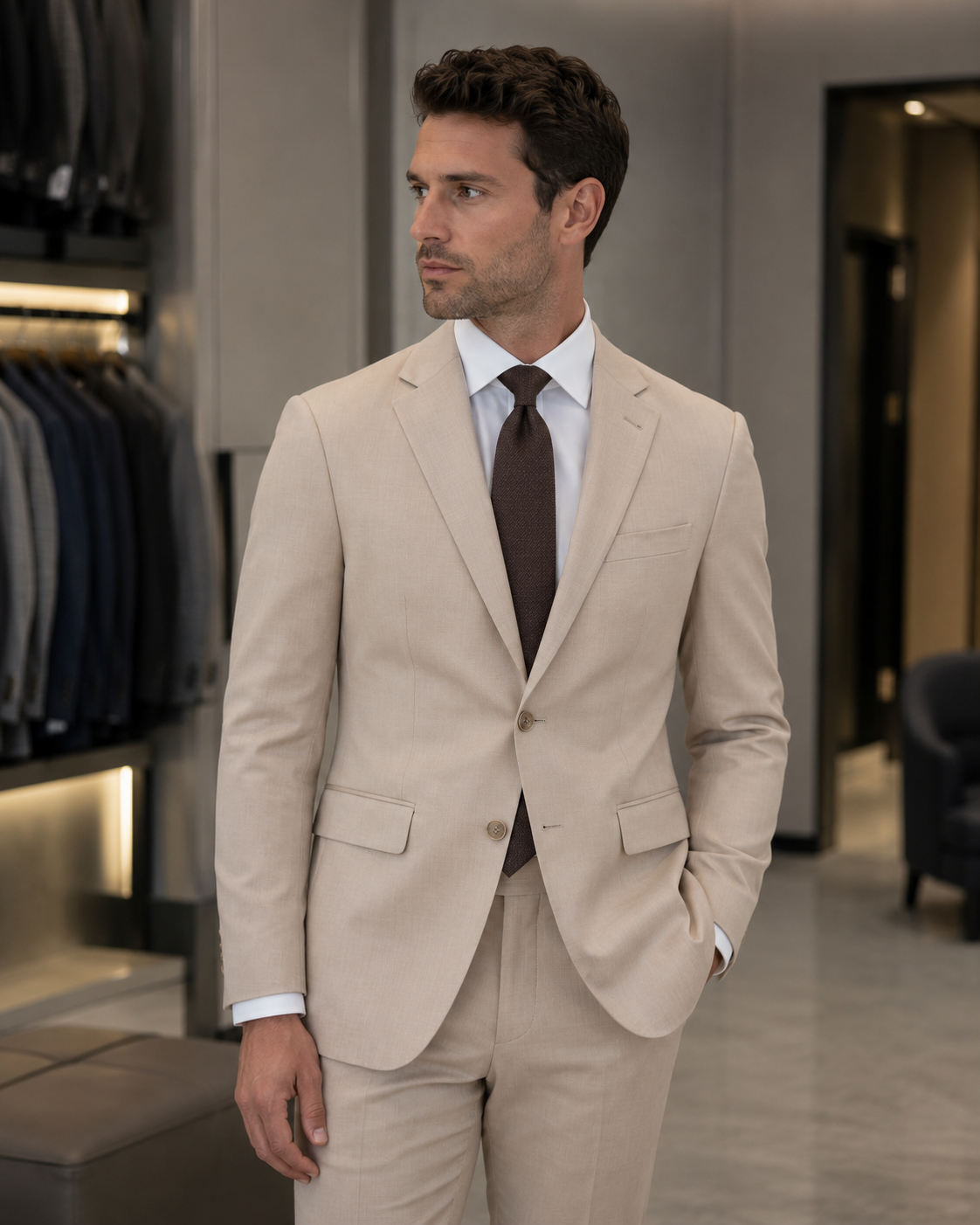 Barutti Beige Melange Two-Piece Suit
