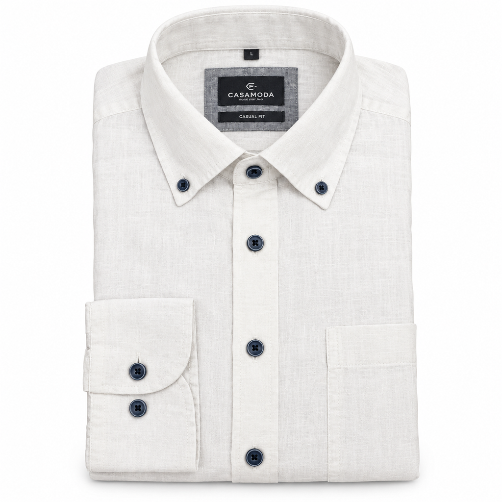 Casamoda Casual Fit Linen Shirt — White