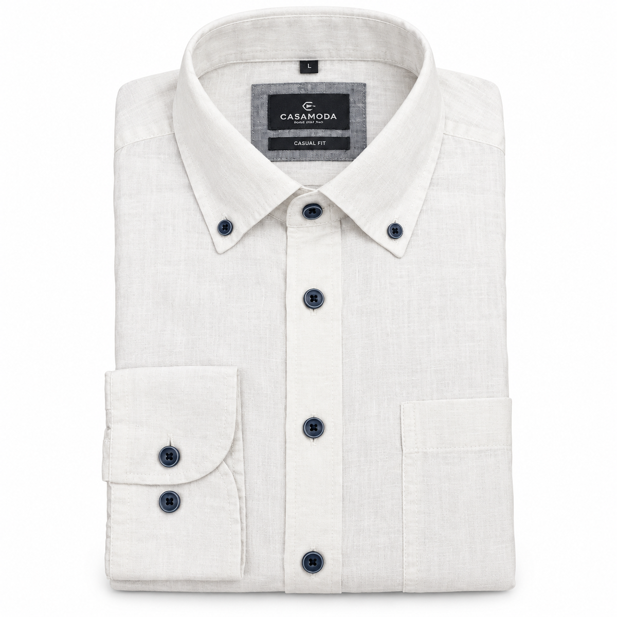 Casamoda Casual Fit Linen Shirt — White