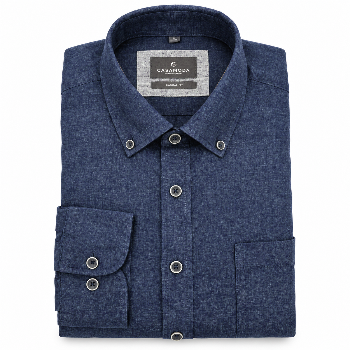 Casamoda Casual Fit Linen Shirt — Navy Blue