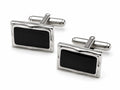 Silver and black rectangular cufflinks — Mario Barutti