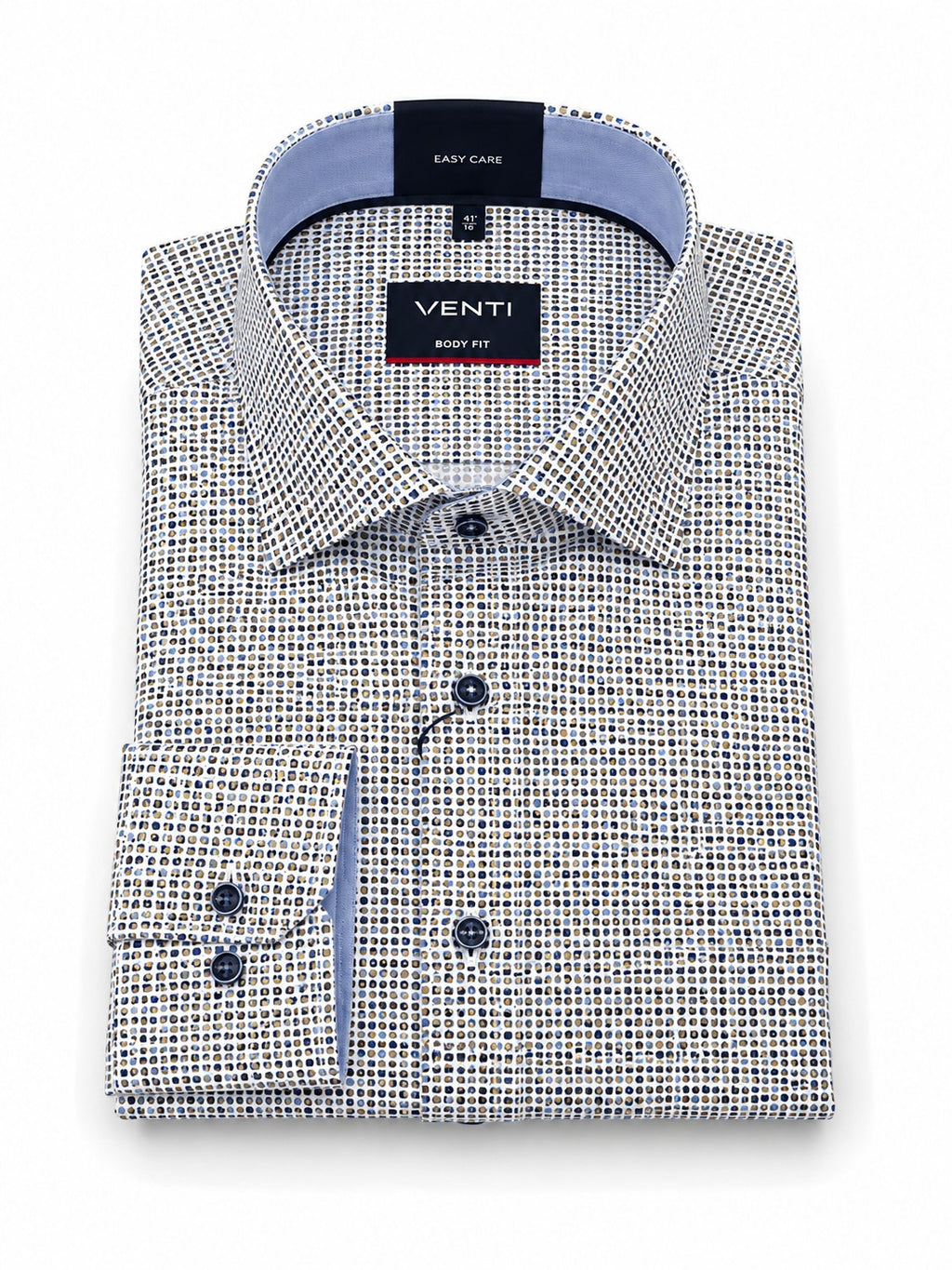 Venti blue dot-print body-fit cotton dress shirt, Mario Barutti Dubai