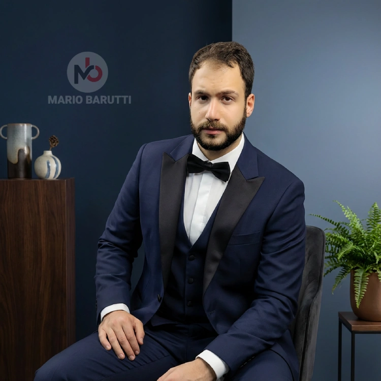 Navy Pointed Collar Tuxedo