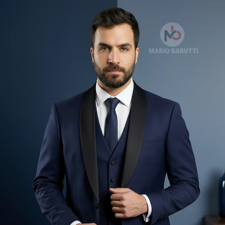 Navy Round Collar Tuxedo