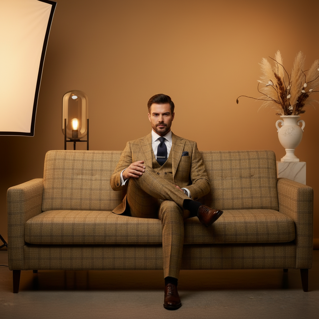 Mustard Checks 3-Piece Suit